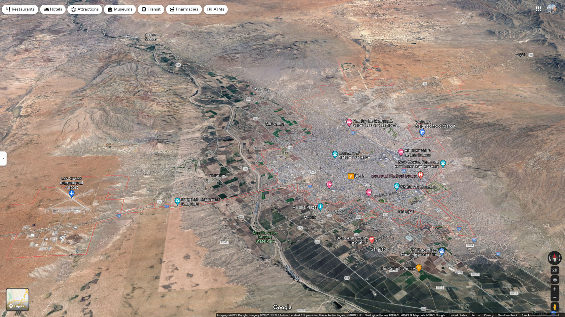Las Cruces Aerial Map New Mexico